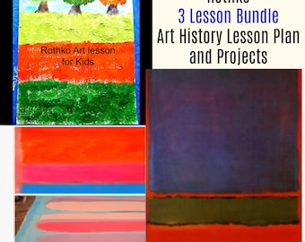 Rothko Art 3 Lesson Bundle No. 7 No. 6 No. 1 PreK-4th Grade Art History Common Core Drawing Elementary Art camp Homeschool Art Club