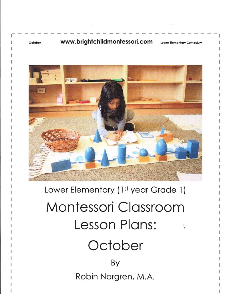 Lower Elementary Montessori DAILY Lesson Plan October Grade 1 Etsy