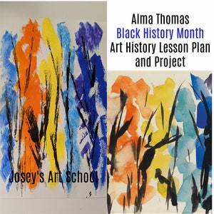 Black History Art Lesson Alma Thomas Grade K-5 Painting Lesson Common Core ELA Art History Drawing Elementary Art camp Homeschool Art Club