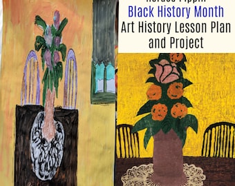 Black History Art Horace Pippin Sill Floral Life K-6 Painting Lesson Common Core Art History Drawing Elementary Art camp Homeschool Art Club