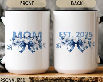Personalized Mom Mug Custom, Energy Mom Coffee Cup, Chinoiserie Blue Toile Grandma Coffee Mug,Gift Mother’s Day, Gift Idea For Mama