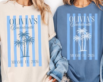 Custom Bachelorette Shirt Miami Beach, Personalized Bride Squad Tee, Bach Club Matching Shirts, Coastal Bridal Party Gift Comfort Colors