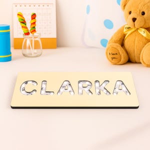 Custom Wooden Baby Name Puzzle - Personalized Puzzle Toddler Toy - New Baby Gift - Baby Shower Gift - 1st birthday gift - Baby Busy Board