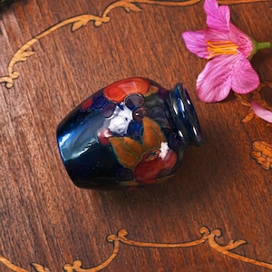 Antique Moorcroft Pomegranate Vase – Cobalt Blue, Tube-Lined Fruit & Berries, Impressed Made in England Mark, Art Pottery, 1920s image 4