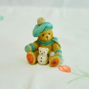 Cherished Teddies “Jack” January Figurine – 1993 Enesco Bear with Snowman by P. Hillman, Winter Gift, Vintage Holiday Collectible Decor