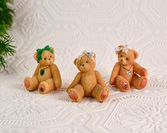 Vintage Enesco Mini Teddy Bear Figurines – Avon Exclusive Monthly Series, P. Hillman Design, Whimsical Collectible Decor (1996–1998)