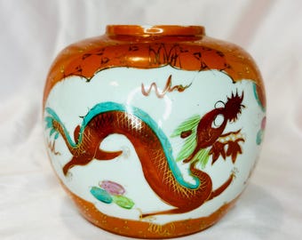 Vintage Chinese Porcelain Jar - Dragon and Phoenix Motif, Republic Period, Hand-Painted, Heng Xing Chang Kiln, c. 1930s