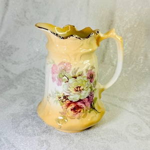 Jarra para crema vintage James Kent Old Foley – Diseño floral de rosas pintadas a mano, ribete dorado, porcelana inglesa, decoración antigua de los años 50