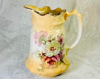 Vintage James Kent Old Foley Creamer – handgeschilderde rozen bloemdessin, gouden rand, Engels China, bloemenkan jaren 1950 antiek decor
