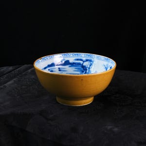 Antique Nanking Cargo Batavian Ware Bowl c.1752 – Café au Lait, Blue & White Landscape, Christie's Label, Shipwreck Porcelain image 1