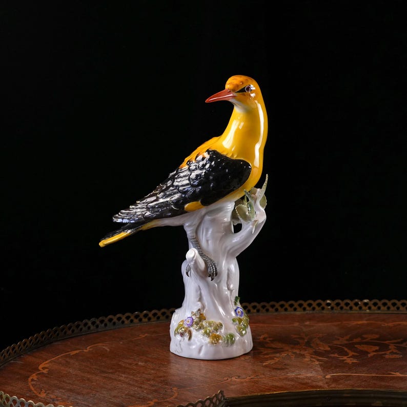 Antique Meissen Porcelain Golden Oriole – After J.J. Kändler, Model No. 820, First Quality Crossed Swords, "Germany" Export Mark, 1891–1918 image 3