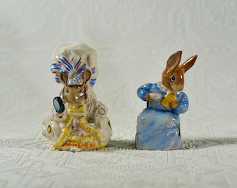 Vintage Beswick Beatrix Potter Figurine – “Lady Mouse” (1951 BP-3b) & “Cottontail” (1985 BP-3b) Hand-Painted English Collectible Earthenware