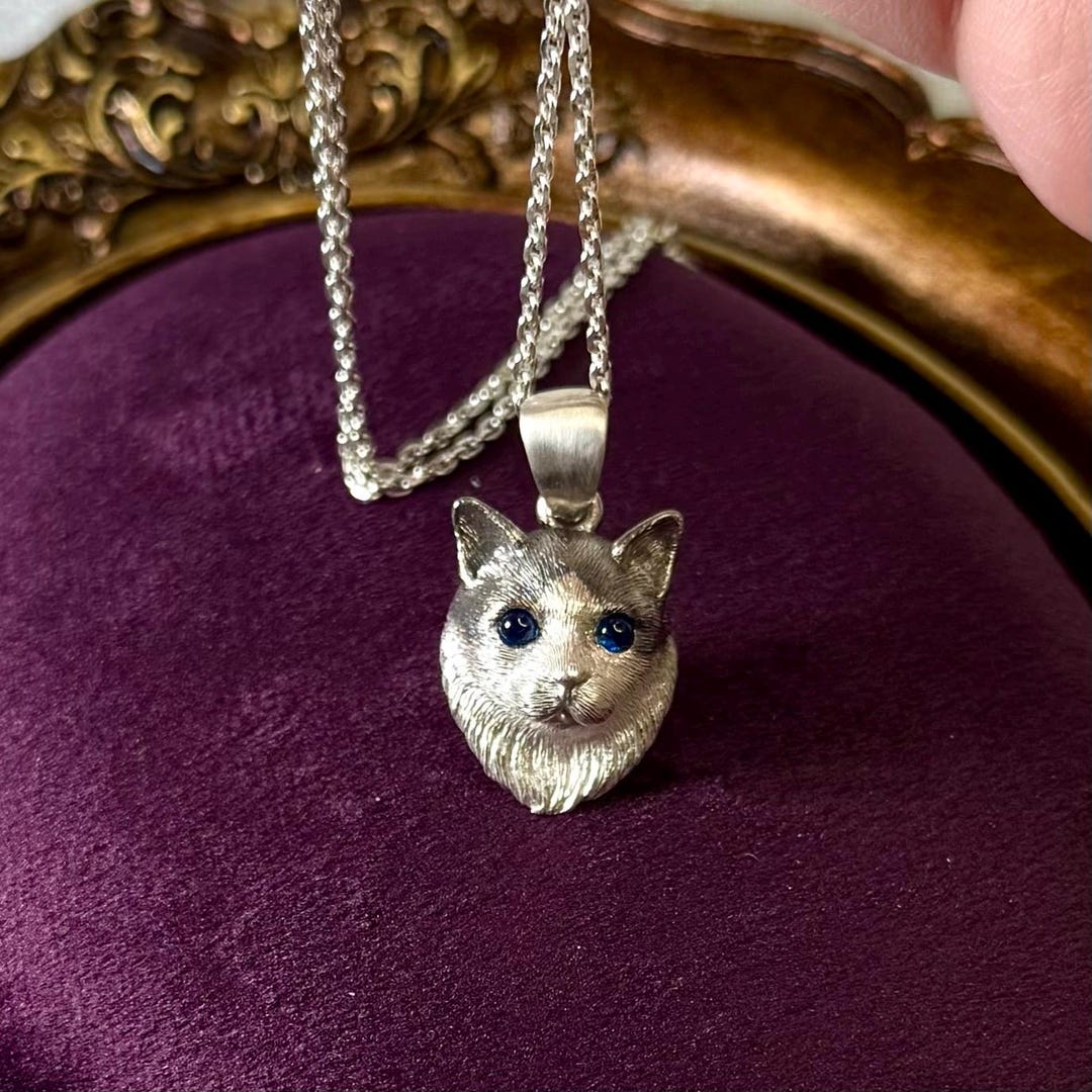 Sterling Silver Ragdoll Cat Pendant With Chain - Handmade Feline ...