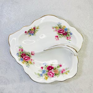 Plato dividido vintage Royal Albert Chelsea Garden – Bandeja de servir de porcelana fina con rosas florales, Inglaterra, años 70. Pieza de colección para juego de té.