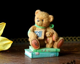 Cherished Teddies “Chalking Up Six Wishes” - Age 6 Figurine, 1992 P. Hillman, Hamilton Gifts, Vintage Teddy Bear Collectible, Kids Birthday