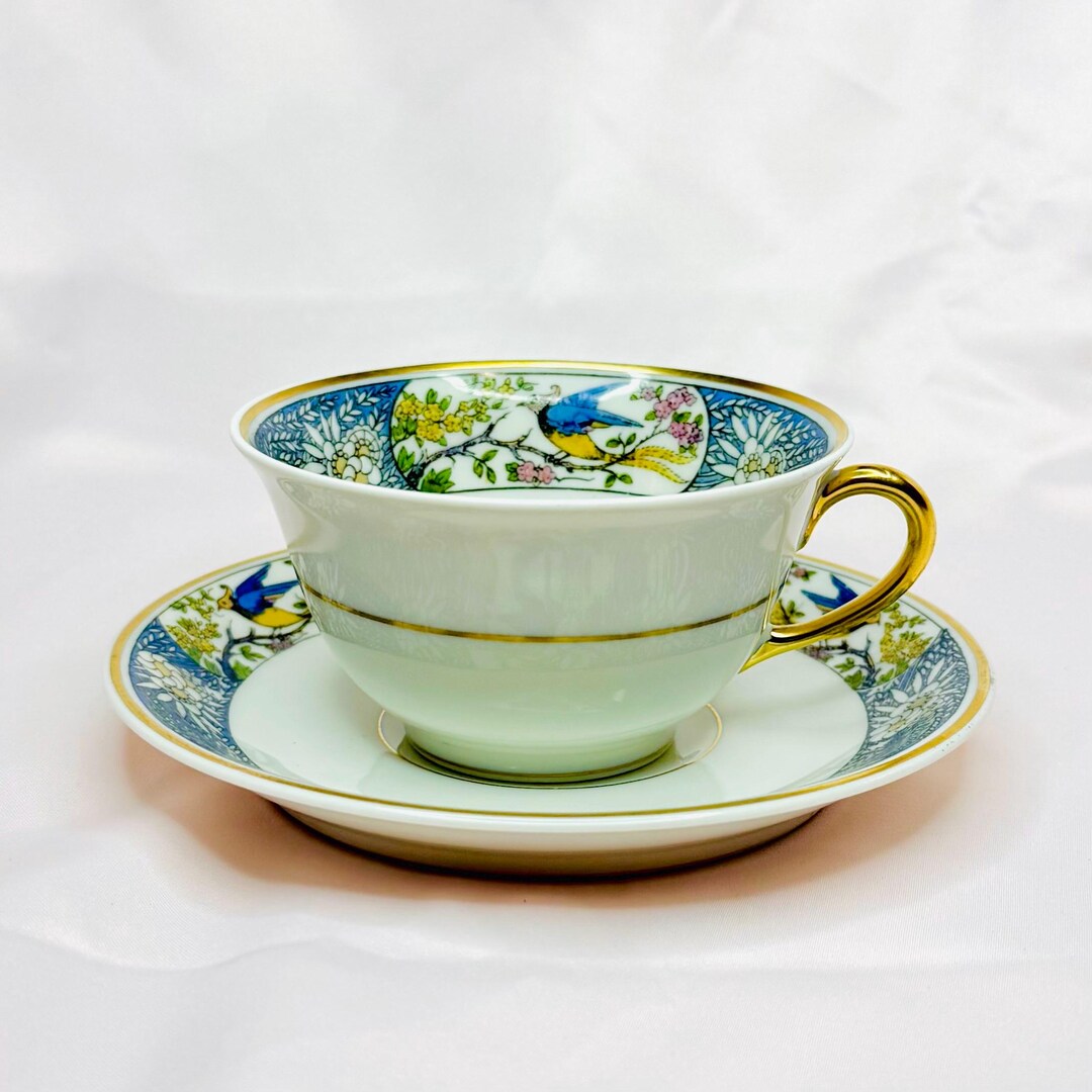 Antique Limoges Elite France Tea Cup and Saucer Hand-painted Bluebird ...