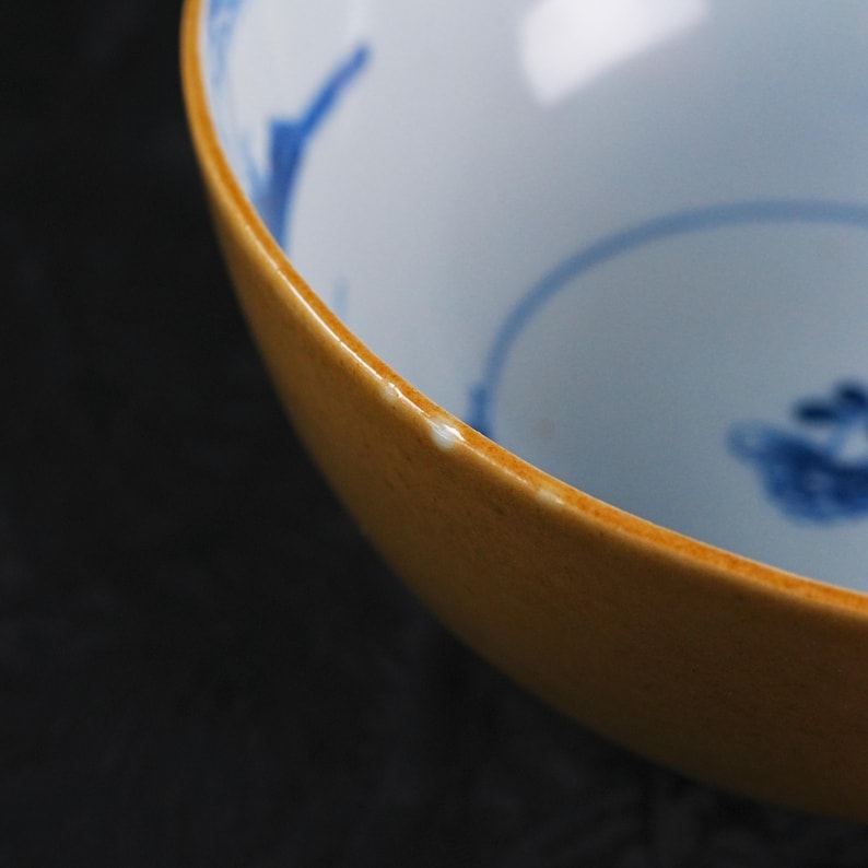 Antique Nanking Cargo Batavian Ware Bowl c.1752 – Café au Lait, Blue & White Landscape, Christie's Label, Shipwreck Porcelain image 9