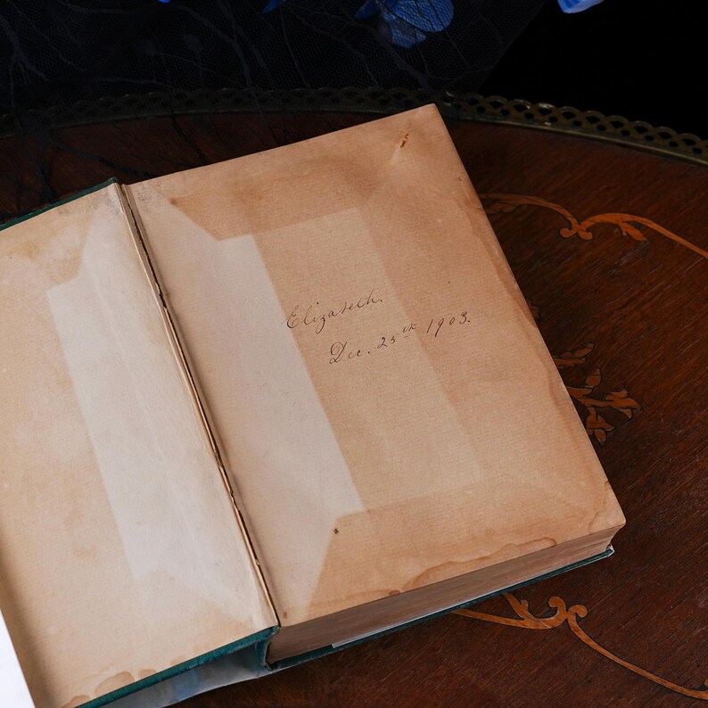Antieke eerste editie van Rebecca of Sunnybrook Farm – Kate Douglas Wiggin, Houghton Mifflin, groene linnen band met afbeeldingen, stofomslag, gesigneerd 1903 afbeelding 5
