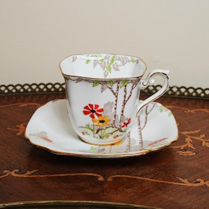 Vintage Standard China Tudor Shape Tea Cup and Saucer - Hand-Painted Floral Design, Pattern No. 771235, Collectible English Bone China