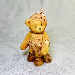 Vintage Cherished Teddies Hunter Bear Figurine - “Me Cavebear, You Friend” 1998 by Priscilla Hillman, Enesco Collectible Resin Decor