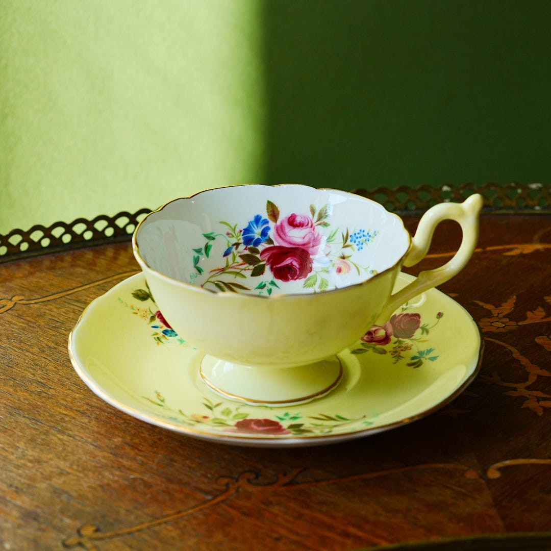Vintage Foley EB Bone China Teacup and Saucer Set – Primrose Yellow ...