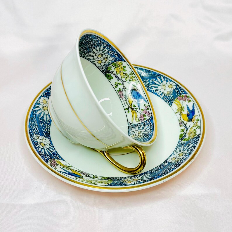 Antique Limoges Elite France Tea Cup and Saucer Hand-painted Bluebird ...