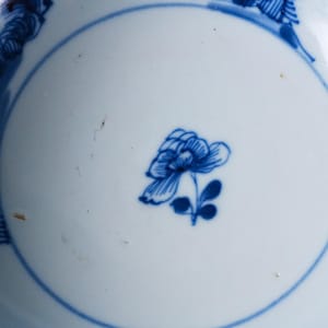 Antique Nanking Cargo Batavian Ware Bowl c.1752 – Café au Lait, Blue & White Landscape, Christie's Label, Shipwreck Porcelain image 6