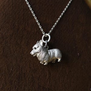 Custom Sterling Silver Corgi Dog Pendant - Unique Personalized 3D Dog Charm 925, Pet Memorial Gift, Dog Lover Gift