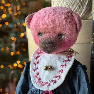 Miniature Handmade Teddy Bear in Gift Box: Collectible Viscose Bear