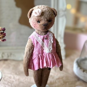 Handmade Viscose Mini Teddy Bear: Collectible Artist Bear