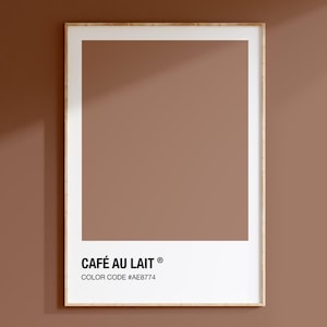 Color Code Café au lait  Poster, Coffee with milk Printable Wall Art, Wall Art Print, Interior Decoration, Print, Color Swatch Poster
