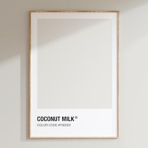 Home Wall Decor Coconut Milk Color Palette Poster - Printable Wall Art -  Swatch Wall Art Print - Color Code Poster for Interior Design