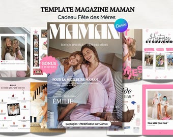 Plantilla personalizada para revista del Día de la Madre – Plantilla de Canva – Revista personalizada para el Día de la Madre – Idea original de regalo de cumpleaños para mamá