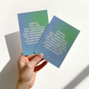 Carte digitale signe astrologique Gémeaux - Format A6 à imprimer – Citation inspirante pour Gémeaux – Carte zodiaque imprimable