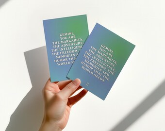 Digital zodiac sign card A6 – Inspirational Gemini quote printable – Astrology greeting card – Unique horoscope gift.