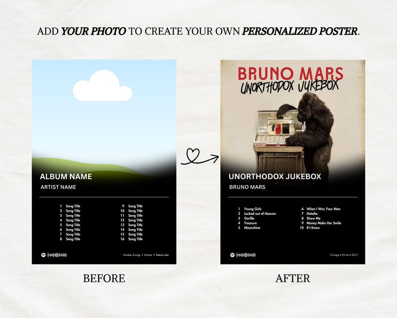 Custom Album Cover Poster · Editable Canva Template · Personalized Gift Music Print · Digital Download - 6 Formats image 2