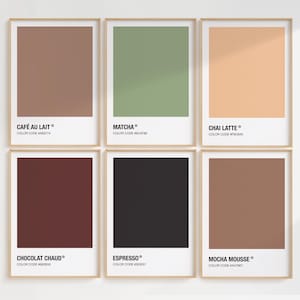 Coffee Shop Collection Wall Art Printable Bundle - Set of 6 Prints - Pantone-Inspired Coffee Prints - Digital Download - Home Decor
