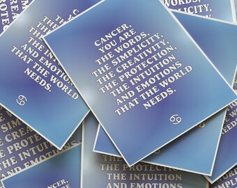 Digital zodiac sign card A6 – Inspirational Cancer quote printable – Astrology greeting card – Unique horoscope gift.