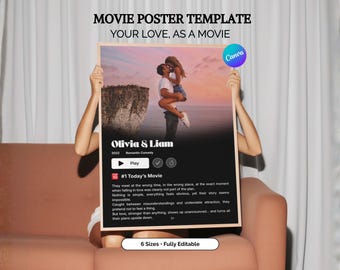 Custom Streaming Edition Couple Poster Canva Template | Personalized Love Story Poster | Romantic Gift for Couples