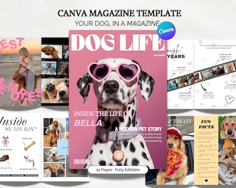 Custom Dog Magazine Canva Template – Dog Mom & Dog Dad Gift – A4 Editable Template – Dog Owner Gift Idea – Unique Keepsake