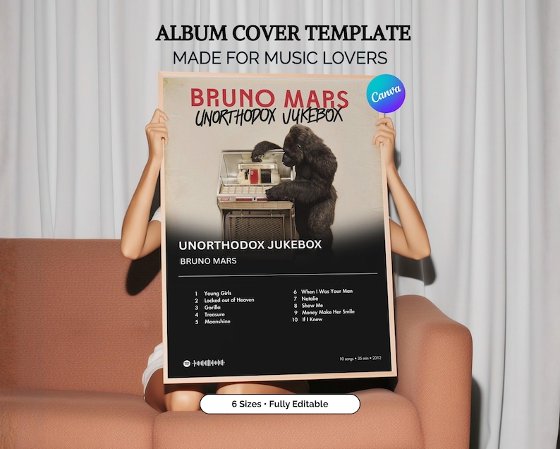 Custom Album Cover Poster · Editable Canva Template · Personalized Gift Music Print · Digital Download - 6 Formats image 1