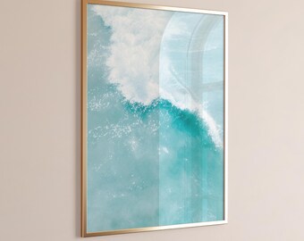 Wave Printable Poster Minimalist Blue Wall Art, Decoration & Inspiration, Instant Download, Home Decor