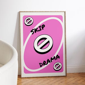Affiche jeu de cartes Skip Drama, jeu de carte, affiche à imprimer, Impression d'art mural, Décoration d'intérieur, Impression murale humour
