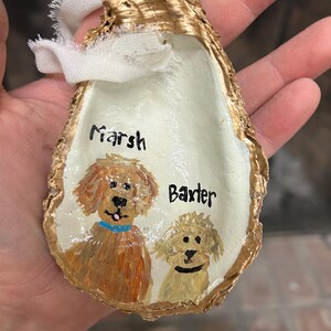 Dog oyster shell Christmas ornament personalized