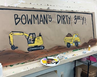Bau-Banner Zum Geburtstag – Fertig Montiert, Mit Kipper, Bagger & Kran Für Jungen-Partys