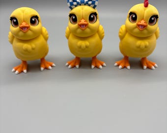 3D Printed Articulated Chick Toy and Figurine