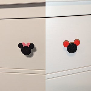 Minnie and Mickey Mouse Drawer Pulls, Mickey Mouse Cabinet Handle, Minnie Mouse Drawer Handle, Mickey and Minnie Cabinet Knobs