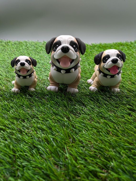 3D Printed Bulldog Figurine: Eco-Friendly PLA Plastic Decor