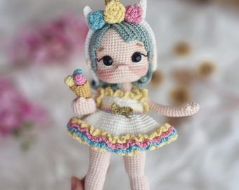 Unicornio de ganchillo para niña: hecho a mano en mezcla de algodón