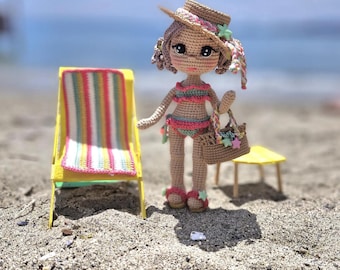 Patrón de crochet para amigurumi de muñeca Mina, nivel avanzado (PDF)